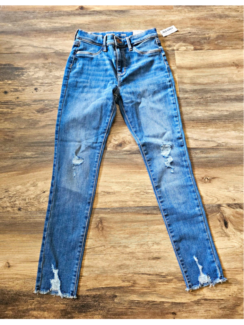 Old Navy Ballerina Jeggings Girls 14 Blue Denim Jeans Stretch Distressed